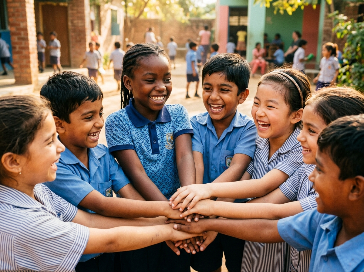 Children smiling in unity